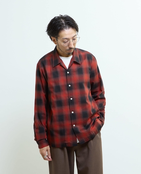 オンブレチェックオープンカラーシャツ 詳細画像 ライトグレー 21