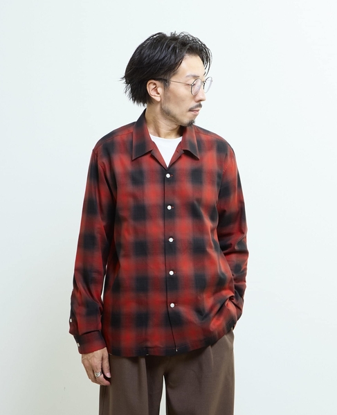 オンブレチェックオープンカラーシャツ 詳細画像 ライトグレー 22