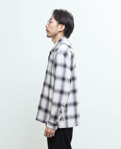 オンブレチェックオープンカラーシャツ 詳細画像 ライトグレー 3