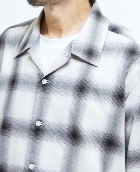 オンブレチェックオープンカラーシャツ 詳細画像 ライトグレー 6