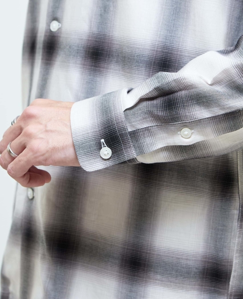 オンブレチェックオープンカラーシャツ 詳細画像 ライトグレー 7