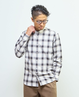 HITOYOSHIダブルネーム ｜ オンブレチェックバンドカラーシャツ