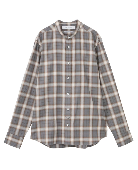HITOYOSHIダブルネーム ｜ オンブレチェックバンドカラーシャツ 詳細画像 ライトグレー 11