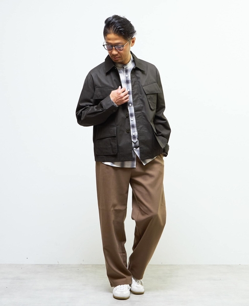 HITOYOSHIダブルネーム ｜ オンブレチェックバンドカラーシャツ 詳細画像 ライトグレー 18