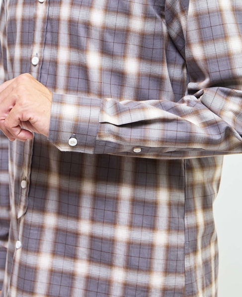 HITOYOSHIダブルネーム ｜ オンブレチェックバンドカラーシャツ 詳細画像 ライトグレー 7