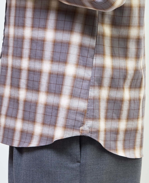 HITOYOSHIダブルネーム ｜ オンブレチェックバンドカラーシャツ 詳細画像 ライトグレー 8