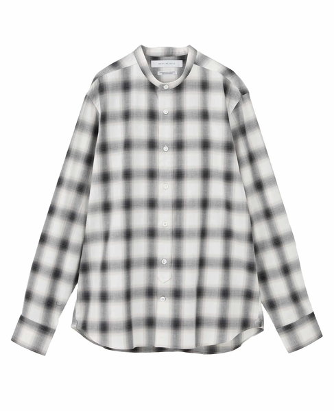 HITOYOSHIダブルネーム ｜ オンブレチェックバンドカラーシャツ 詳細画像 ライトグレー 9