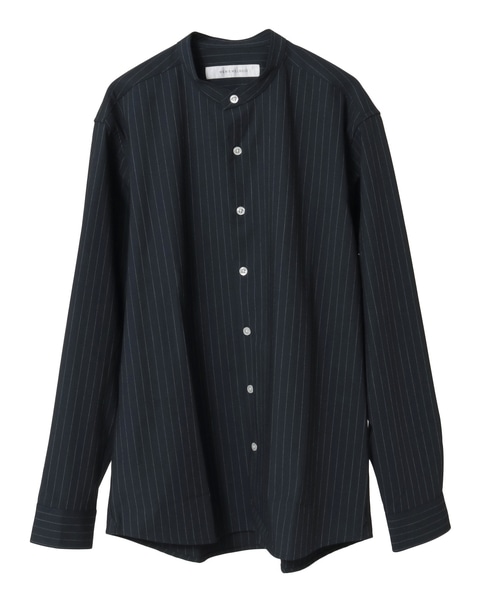 ウーリーピンストライプバンドカラーシャツ 詳細画像 グレー 11