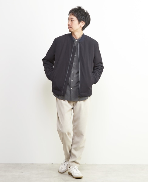 ウーリーピンストライプバンドカラーシャツ 詳細画像 グレー 18