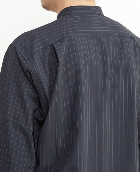ウーリーピンストライプバンドカラーシャツ 詳細画像 グレー 8