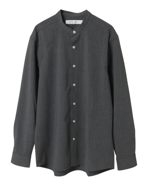 ウーリーピンストライプバンドカラーシャツ 詳細画像 グレー 9