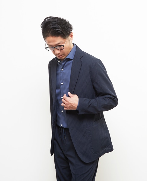 ドットエアーサッカーエアリージャケット(セットアップ可) 詳細画像 ネイビー 1