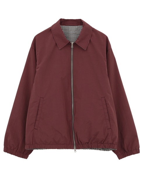 割繊タフタ×トラッドチェックリバーシブルハリントンジャケット 詳細画像 ボルドー 11