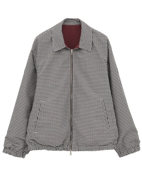 割繊タフタ×トラッドチェックリバーシブルハリントンジャケット 詳細画像 ボルドー 13