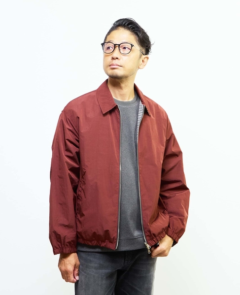 割繊タフタ×トラッドチェックリバーシブルハリントンジャケット 詳細画像 ボルドー 19