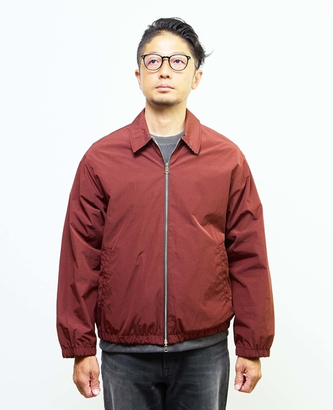 割繊タフタ×トラッドチェックリバーシブルハリントンジャケット 詳細画像 ボルドー 2