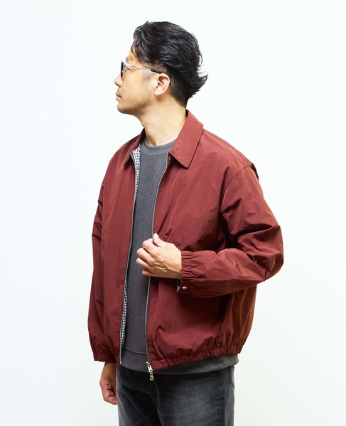 割繊タフタ×トラッドチェックリバーシブルハリントンジャケット 詳細画像 ボルドー 20