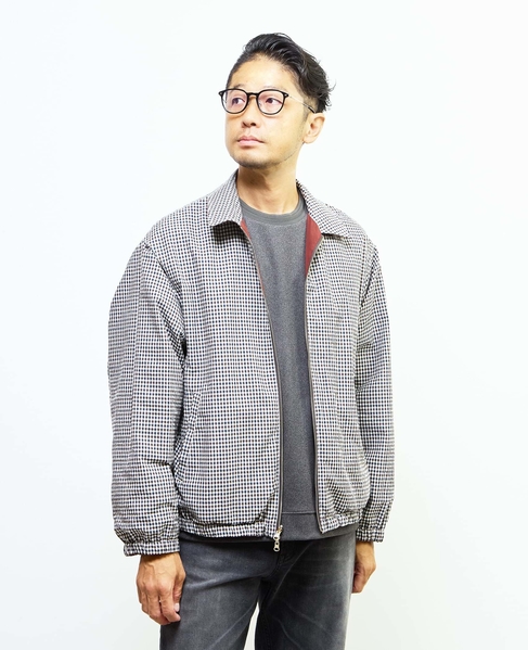 割繊タフタ×トラッドチェックリバーシブルハリントンジャケット 詳細画像 ボルドー 23