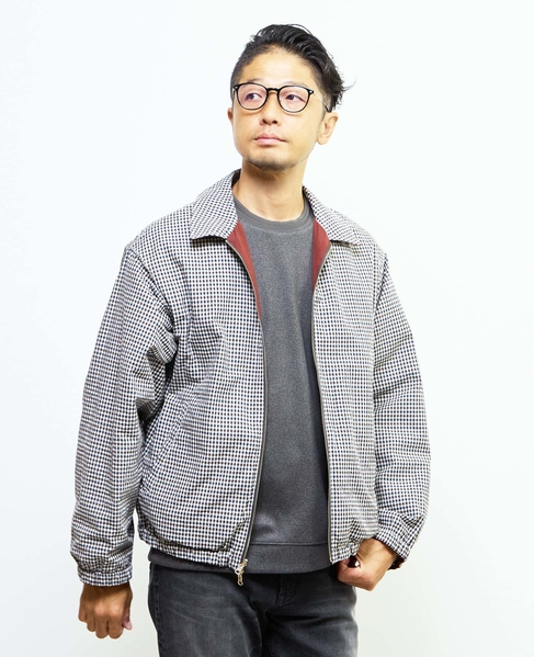 割繊タフタ×トラッドチェックリバーシブルハリントンジャケット 詳細画像 ボルドー 24