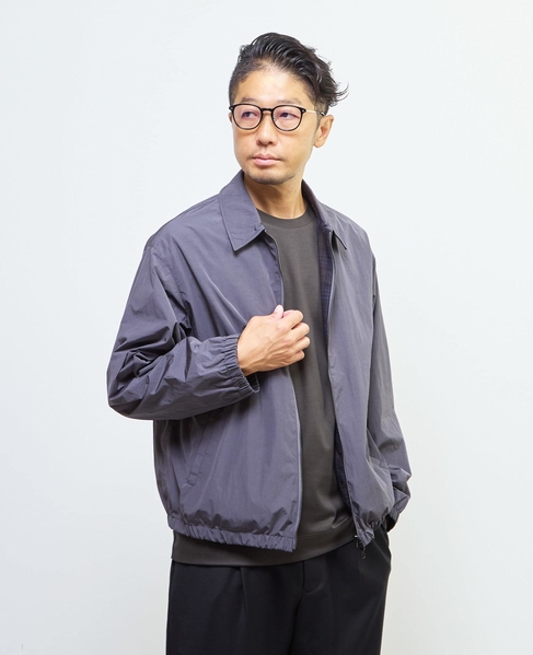 割繊タフタ×トラッドチェックリバーシブルハリントンジャケット 詳細画像 チャコールグレー 1