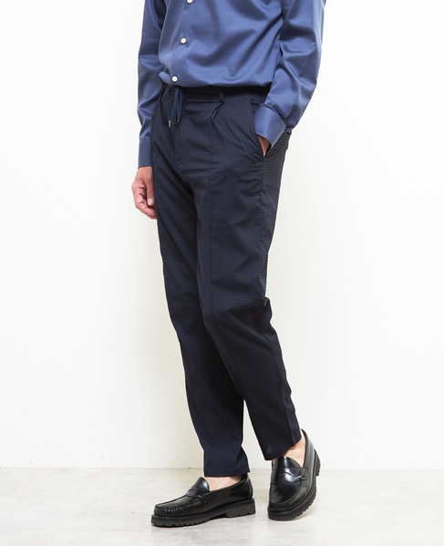 ドットエアーサッカーエアリーテーパードパンツ(セットアップ可) 詳細画像 ネイビー 1