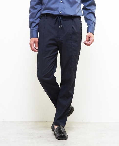 ドットエアーサッカーエアリーテーパードパンツ(セットアップ可) 詳細画像 ネイビー 8