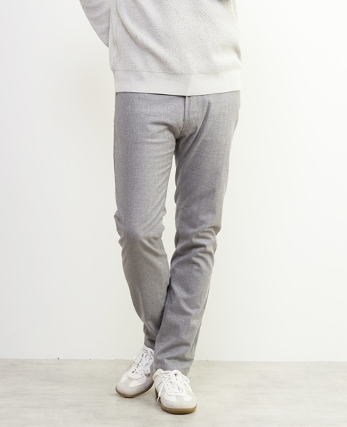 ソフトサーモヘリンボーンスリムテーパード5ポケットパンツ 詳細画像 グレー 19