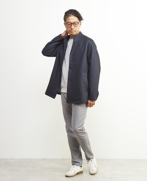 ソフトサーモヘリンボーンスリムテーパード5ポケットパンツ 詳細画像 グレー 22