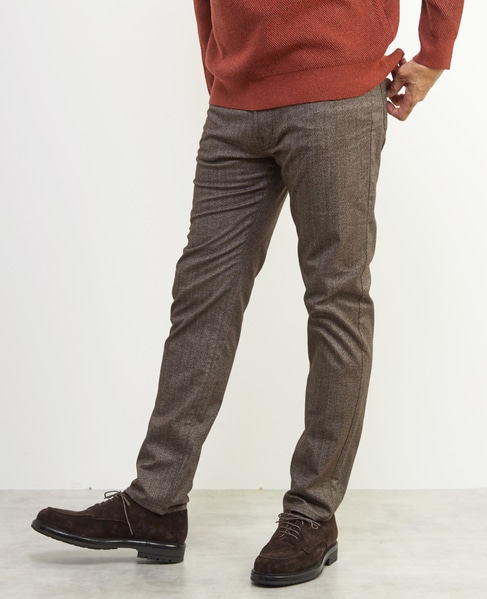 ソフトサーモヘリンボーンスリムテーパード5ポケットパンツ 詳細画像 グレー 24