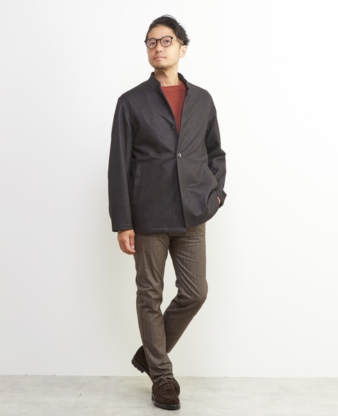 ソフトサーモヘリンボーンスリムテーパード5ポケットパンツ 詳細画像 グレー 26