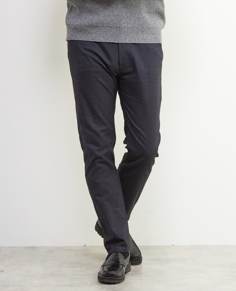 ソフトサーモヘリンボーンスリムテーパード5ポケットパンツ 詳細画像 グレー 27
