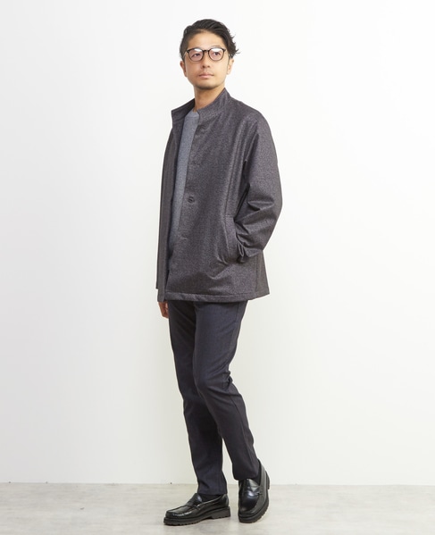 ソフトサーモヘリンボーンスリムテーパード5ポケットパンツ 詳細画像 グレー 29