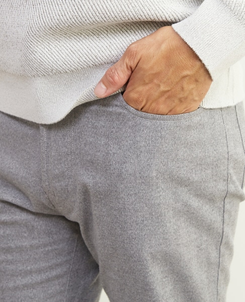 ソフトサーモヘリンボーンスリムテーパード5ポケットパンツ 詳細画像 グレー 6