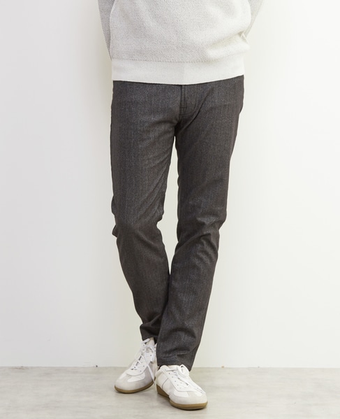 ソフトサーモヘリンボーンスリムテーパード5ポケットパンツ 詳細画像 ブラウン 2