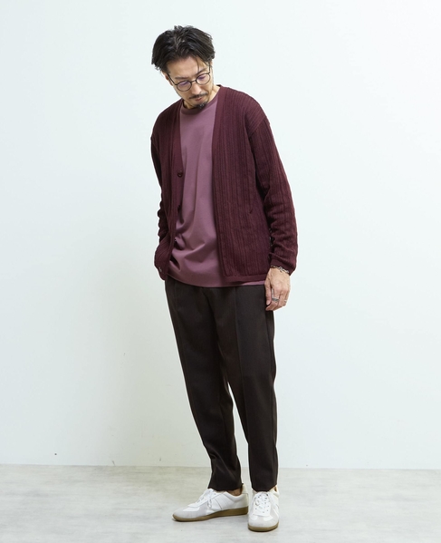 ドライタッチポリエステル | 透かし編みカーディガン 詳細画像 ブルーグリーン 21