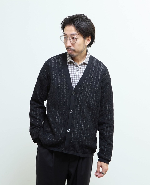 ドライタッチポリエステル | 透かし編みカーディガン 詳細画像 ブルーグリーン 23