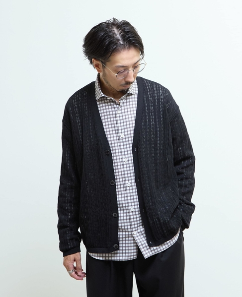 ドライタッチポリエステル | 透かし編みカーディガン 詳細画像 ブルーグリーン 24