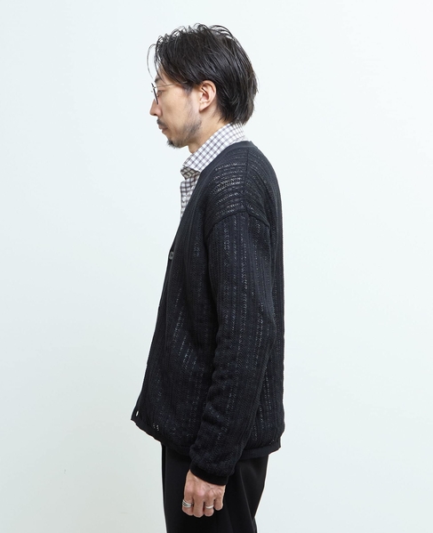 ドライタッチポリエステル | 透かし編みカーディガン 詳細画像 ブルーグリーン 3