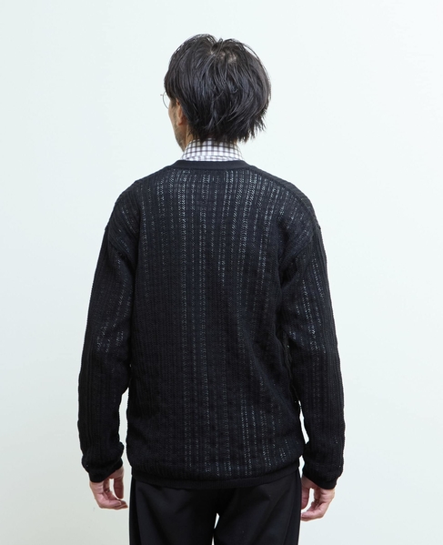 ドライタッチポリエステル | 透かし編みカーディガン 詳細画像 ブルーグリーン 4