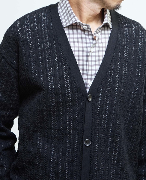 ドライタッチポリエステル | 透かし編みカーディガン 詳細画像 ブルーグリーン 5