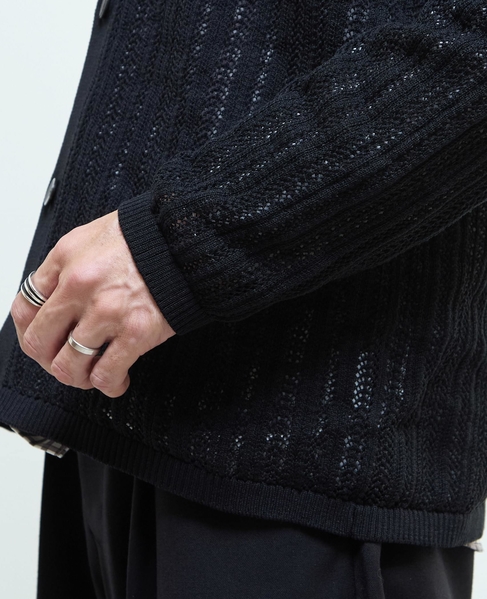 ドライタッチポリエステル | 透かし編みカーディガン 詳細画像 ブルーグリーン 6