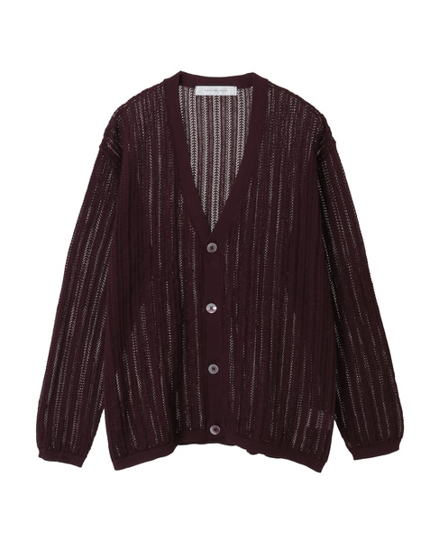 ドライタッチポリエステル | 透かし編みカーディガン 詳細画像 ボルドー 2
