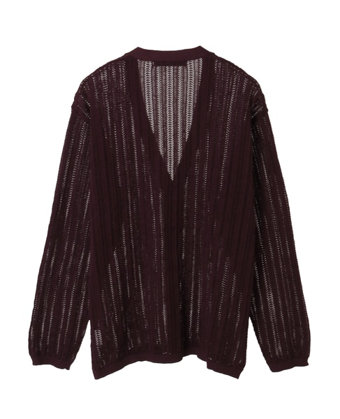 ドライタッチポリエステル | 透かし編みカーディガン 詳細画像 ボルドー 3