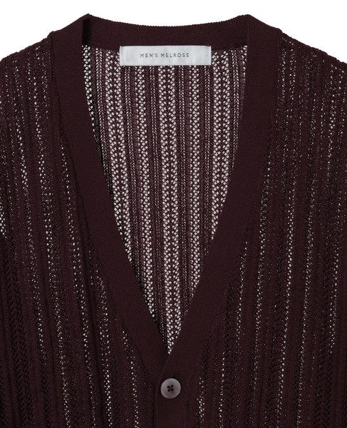 ドライタッチポリエステル | 透かし編みカーディガン 詳細画像 ボルドー 4