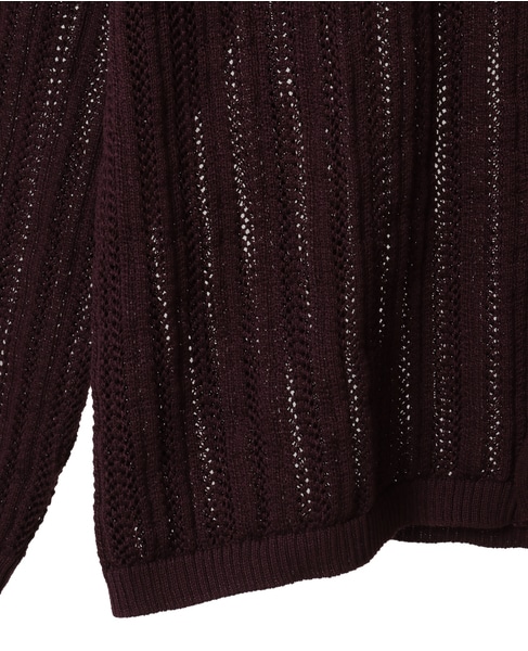 ドライタッチポリエステル | 透かし編みカーディガン 詳細画像 ボルドー 6