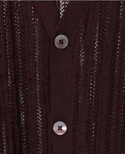 ドライタッチポリエステル | 透かし編みカーディガン 詳細画像 ボルドー 7