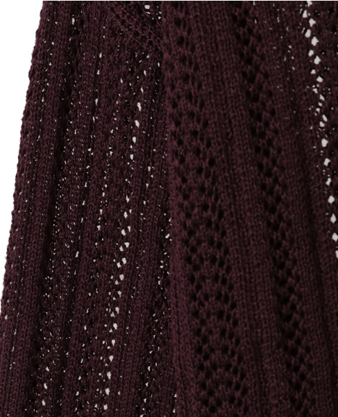 ドライタッチポリエステル | 透かし編みカーディガン 詳細画像 ボルドー 8