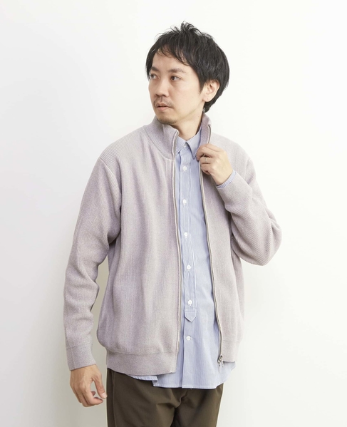 畦編みモールスタンドZIP / ドライバーズニット 詳細画像 グレージュ 1
