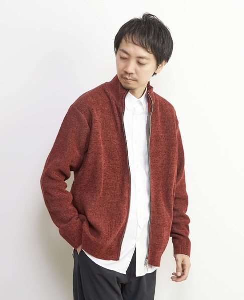 畦編みモールスタンドZIP / ドライバーズニット 詳細画像 ボルドー 1