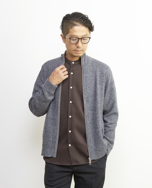 タックリブスタンドZIP / ドライバーズニット 詳細画像 グレー 1